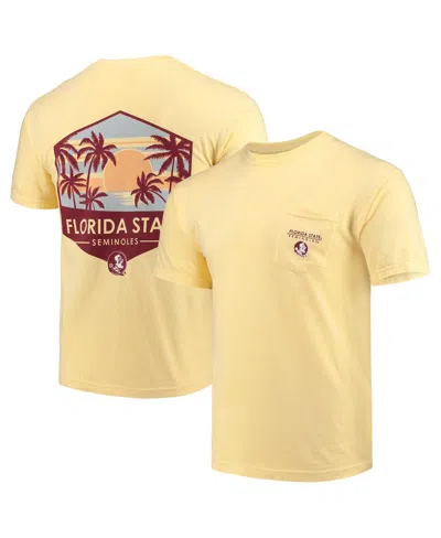 Image One Men's Gold Florida State Seminoles Landscape Shield Comfort Colors Pocket T-shirt