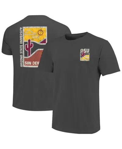 Image One Men's Graphite Arizona State Sun Devils Comfort Colors Minimal Vista Distressed Graphics T-shirt In Gray