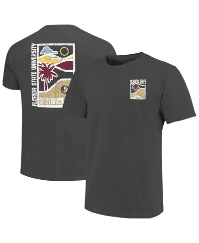 Image One Men's Graphite Florida State Seminoles Comfort Colors Minimal Vista Distressed Graphics T-shirt In Gray