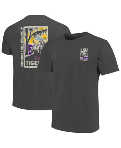 Image One Men's Graphite Lsu Tigers Comfort Colors Minimalist Distressed Vista T-shirt In Gray