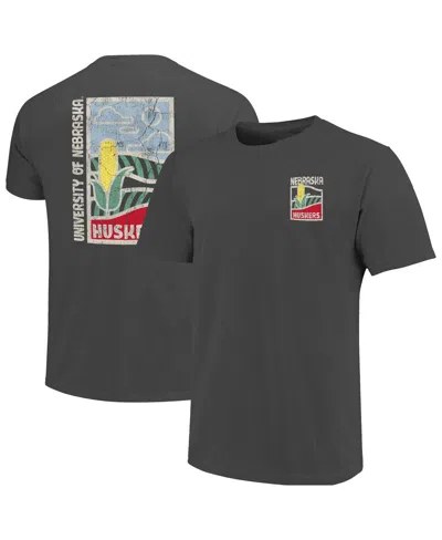 Image One Men's Graphite Nebraska Huskers Comfort Colors Minimal Vista Distressed Graphics T-shirt In Gray