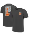Image One Men's Graphite Oklahoma State Cowboys Comfort Colors Minimal Vista Distressed Graphics T-shirt In Gray