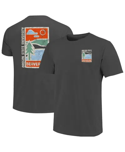 Image One Men's Graphite Oregon State Beavers Comfort Colors Minimal Vista Distressed Graphics T-shirt In Gray