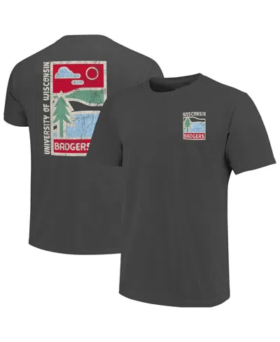 Image One Men's Graphite Wisconsin Badgers Comfort Colors Minimal Vista Distressed Graphics T-shirt In Gray