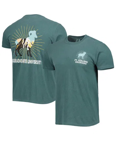 Image One Men's Green Colorado State Rams Mascot Scenery Comfort Color T-shirt
