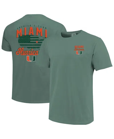 Image One Men's Green Miami Hurricanes America's Team T-shirt In Metallic