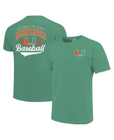 Image One Men's Green Miami Hurricanes Baseball Comfort Colors T-shirt