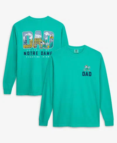 Image One Men's Green Notre Dame Fighting Irish Father's Day Campus Drawing Long Sleeve T-shirt In Blue