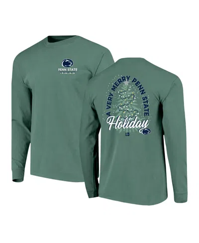 Image One Men's Green Penn State Nittany Lions Comfort Colors Merry Christmas Tree Long Sleeve T-shirt