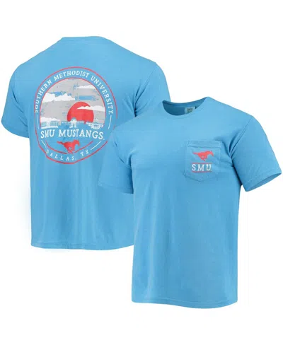 Image One Men's Light Blue Smu Mustangs Circle Campus Scene T-shirt
