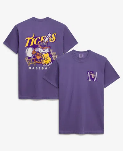 Image One Men's Lsu Tigers Drawn Mascot Graphic Relaxed-fit T-shirt In Purple