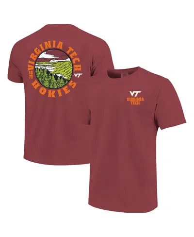 Image One Men's Maroon Virginia Tech Hokies Comfort Colors Thick Lined Landscape T-shirt In Red