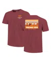 Image One Maroon Virginia Tech Hokies Striped Campus Skyline T-shirt In Red