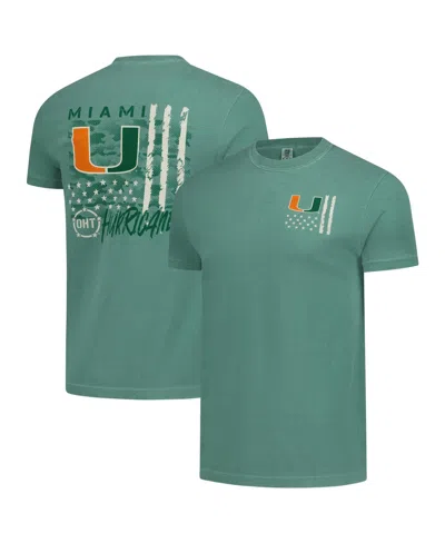 Image One Men's Miami Hurricanes Comfort Colors Oht Camo Overlay Crewneck Classic Fit T-shirt In Green