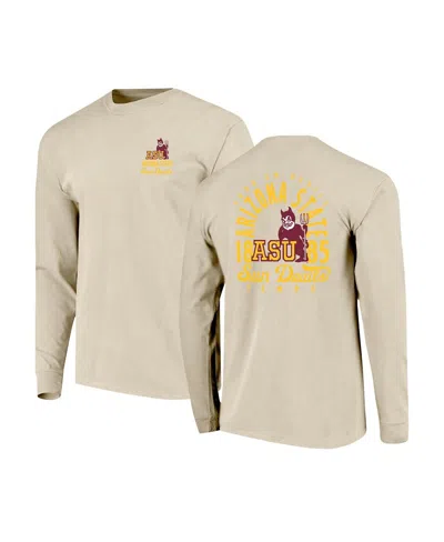 Image One Men's Natural Arizona State Sun Devils Comfort Colors Mascot Overlay Long Sleeve T-shirt In Animal Print