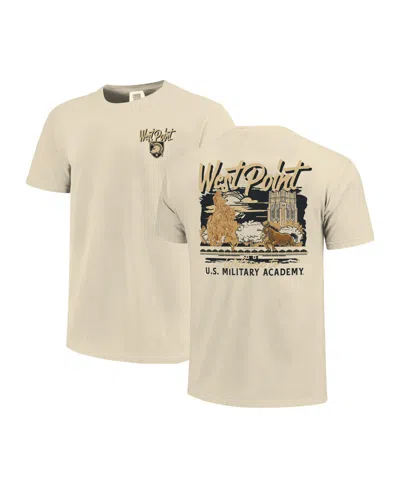 Image One Men's Natural Army Black Knights Comfort Colors Hand-drawn Campus Stack T-shirt