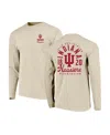 Image One Men's Natural Indiana Hoosiers Comfort Colors Mascot Overlay Long Sleeve T-shirt In Brown