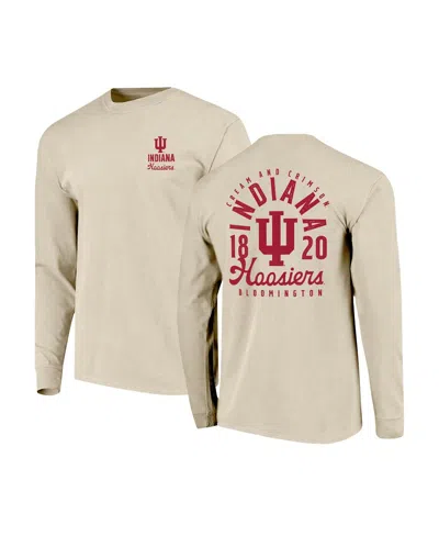 Image One Men's Natural Indiana Hoosiers Comfort Colors Mascot Overlay Long Sleeve T-shirt In Brown