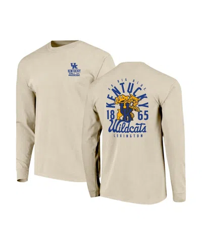 Image One Men's Natural Kentucky Wildcats Comfort Colors Mascot Overlay Long Sleeve T-shirt In Gray