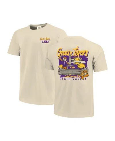 Image One Men's Natural Lsu Tigers Comfort Colors Hand-drawn Campus Stack T-shirt In Animal Print