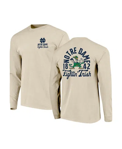 Image One Men's Natural Notre Dame Fighting Irish Comfort Colors Mascot Overlay Long Sleeve T-shirt In Neutral