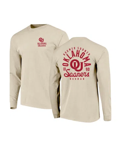 Image One Men's Natural Oklahoma Sooners Comfort Colors Mascot Overlay Long Sleeve T-shirt In Neutral