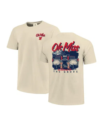Image One Men's Natural Ole Miss Rebels Comfort Colors Hand-drawn Campus Stack T-shirt In Neutral