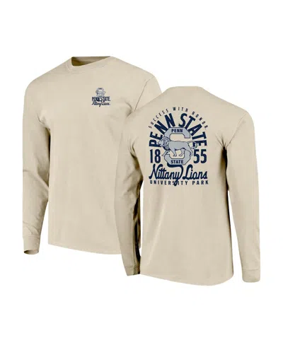 Image One Men's Natural Penn State Nittany Lions Comfort Colors Mascot Overlay Long Sleeve T-shirt In Brown