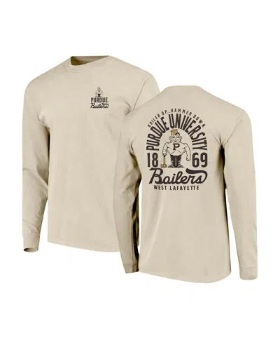 Image One Men's Natural Purdue Boilermakers Comfort Colors Mascot Overlay Long Sleeve T-shirt In Brown