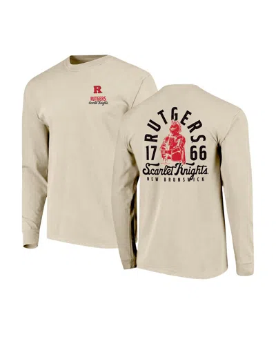 Image One Men's Natural Rutgers Scarlet Knights Comfort Colors Mascot Overlay Long Sleeve T-shirt In Neutral