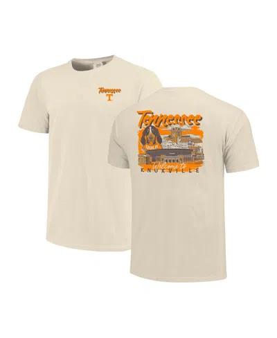 Image One Men's Natural Tennessee Volunteers Comfort Colors Hand-drawn Campus Stack T-shirt In Brown