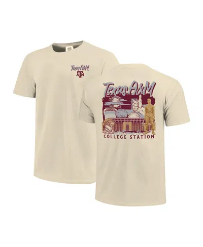Image One Men's Natural Texas A&m Aggies Comfort Colors Hand-drawn Campus Stack T-shirt In Brown