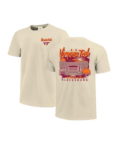 Image One Men's Natural Virginia Tech Hokies Comfort Colors Hand-drawn Campus Stack T-shirt In Neutral