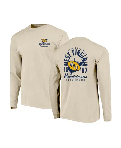 Image One Men's Natural West Virginia Mountaineers Comfort Colors Mascot Overlay Long Sleeve T-shirt In Neutral