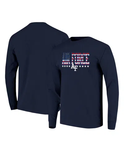 Image One Men's Navy Air Force Falcons Tall Type Flag Long Sleeve T-shirt In Blue