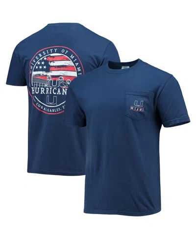 Image One Men's Navy Miami Hurricanes Campus Americana T-shirt