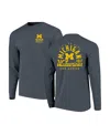 Image One Men's Navy Michigan Wolverines Comfort Colors Mascot Overlay Long Sleeve T-shirt In Blue