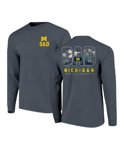 Image One Men's Navy Michigan Wolverines Father's Day Campus Drawing Long Sleeve T-shirt In Gray
