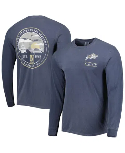 Image One Men's Navy Navy Midshipmen Circle Campus Scene Long Sleeve T-shirt