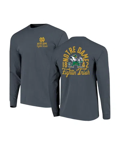 Image One Men's Navy Notre Dame Fighting Irish Comfort Colors Mascot Overlay Long Sleeve T-shirt In Blue