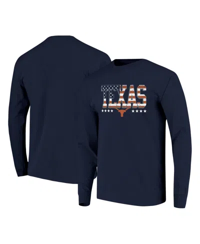 Image One Men's Navy Texas Longhorns Tall Type Flag Long Sleeve T-shirt In Blue