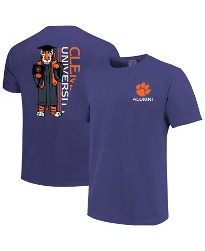 Image One Men's Purple Clemson Tigers Mascot Grad Achievement Unlocked T-shirt In Blue