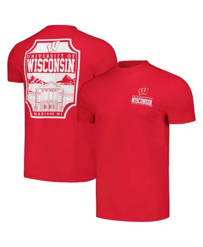 Image One Men's Red Wisconsin Badgers Campus Badge Comfort Colors T-shirt