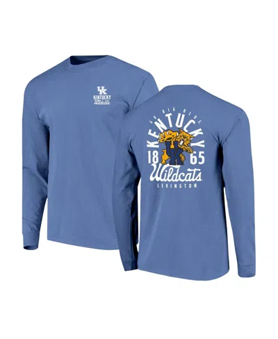 Image One Men's Royal Kentucky Wildcats Comfort Colors Mascot Overlay Long Sleeve T-shirt In Animal Print