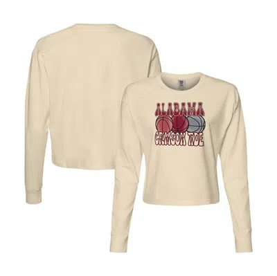 Image One Natural Alabama Crimson Tide Comfort Colors Basketball Cropped Long Sleeve T-shirt