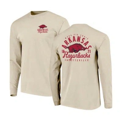 Image One Natural Arkansas Razorbacks Comfort Colors Mascot Overlay Long Sleeve T-shirt In Neutral