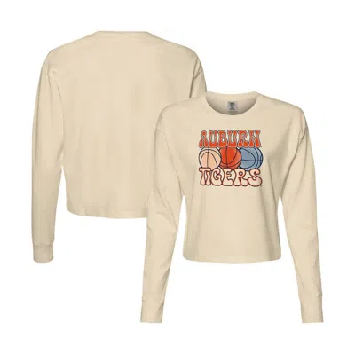 Image One Natural Auburn Tigers Comfort Colors Basketball Cropped Long Sleeve T-shirt