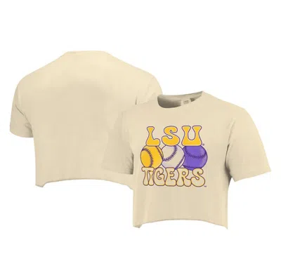 Image One Natural Lsu Tigers Comfort Colours Baseball Cropped T-shirt