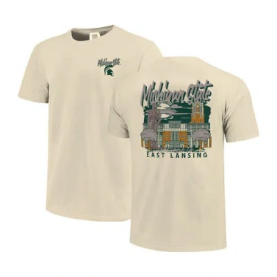 Image One Natural Michigan State Spartans Comfort Colors Hand-drawn Campus Stack T-shirt In Multi