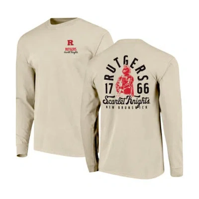 Image One Natural Rutgers Scarlet Knights Comfort Colors Mascot Overlay Long Sleeve T-shirt In Neutral